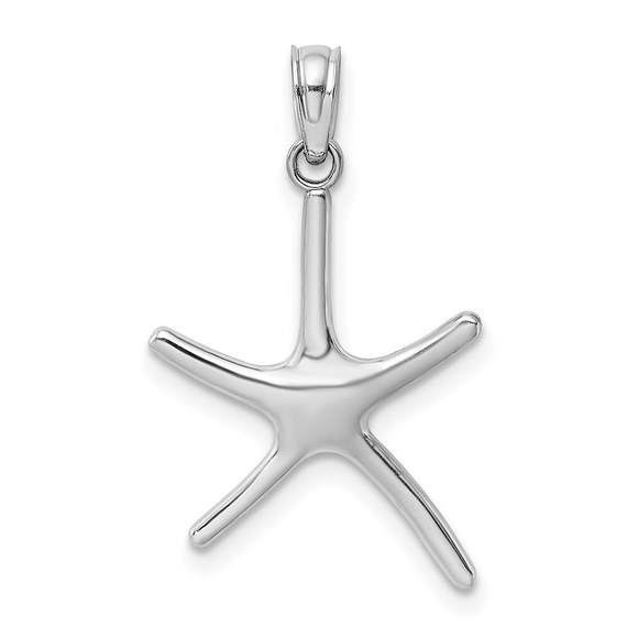 14K White Gold Dancing Starfish Necklace Charm Pendant
